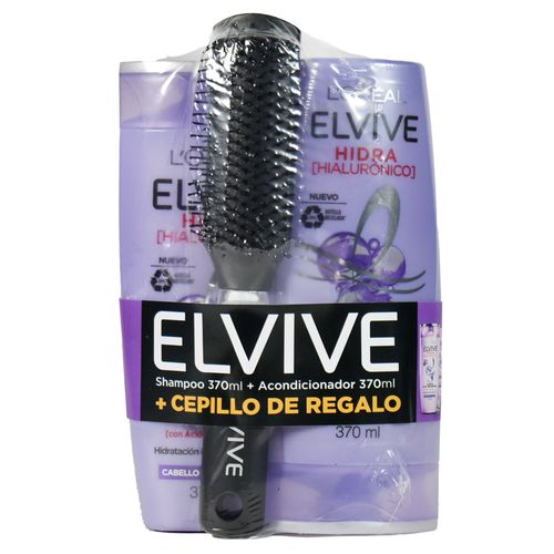 Pack ELVIVE Hialuronico shampoo + acondicionador 370ml + cepillo