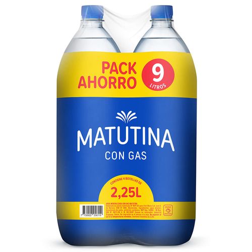 Pack de agua MATUTINA con gas 2,25 litros x4