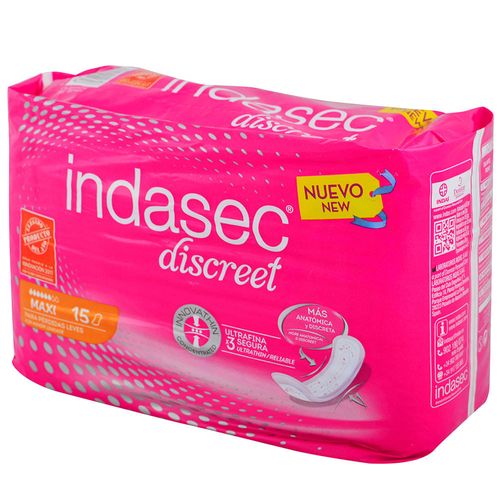 Toalla para incontinencia Indasec maxi discreet 15 un.