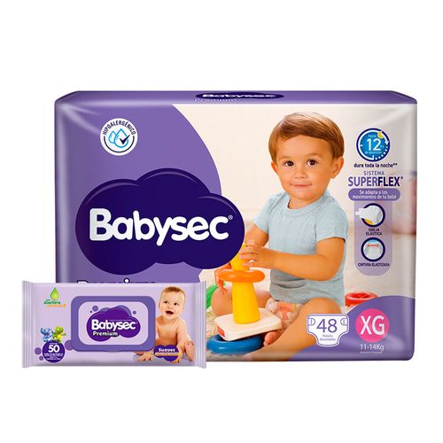 Pañal BABYSEC premium XG 48 un. + obsequio