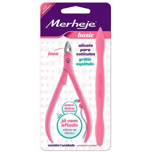 Alicate Cutícula Estampado Merheje + Espátula