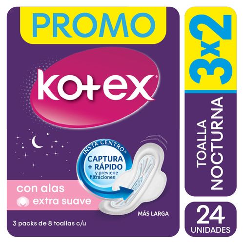 Toalla Femenina KOTEX Day's Nocturna 3x2