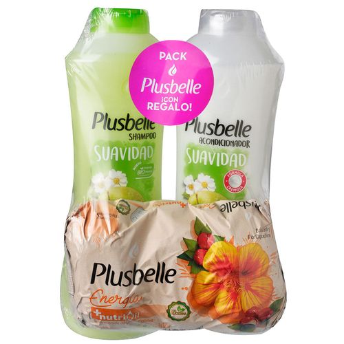 Pack PLUSBELLE suavidad shampoo + acondicionador + tripack