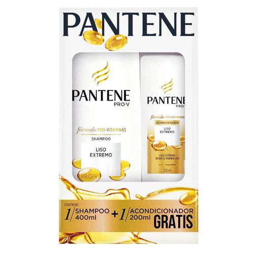 Pack PANTENE liso extremo shampoo 400 ml + acondicionador 200 ml