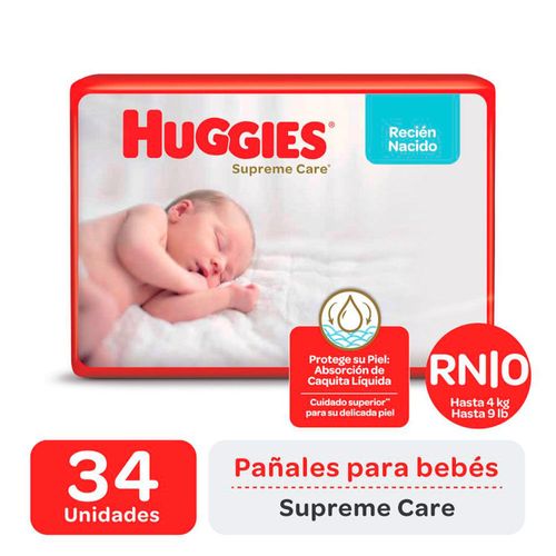 Pañal HUGGIES supreme mega recién nacidos  x34un.