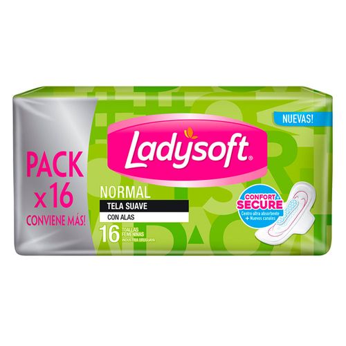 Toalla LADYSOFT Normal con Alas 16 un.