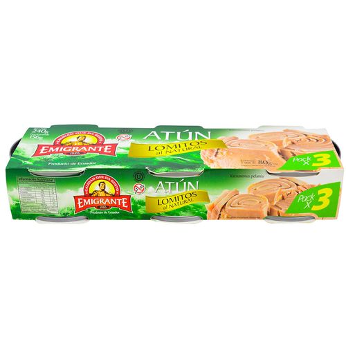 Atún lomito al natural EMIGRANTE 3 un. 240 g