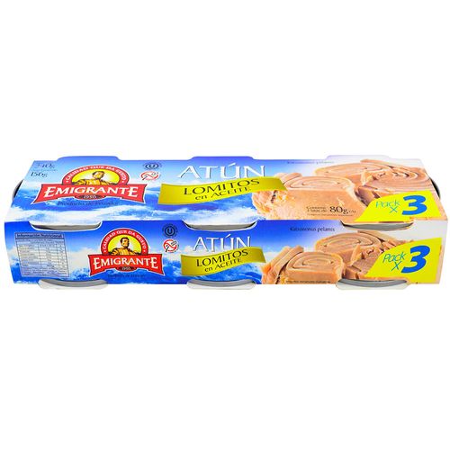 Atún lomito EMIGRANTE en aceite 3 un. 240 g