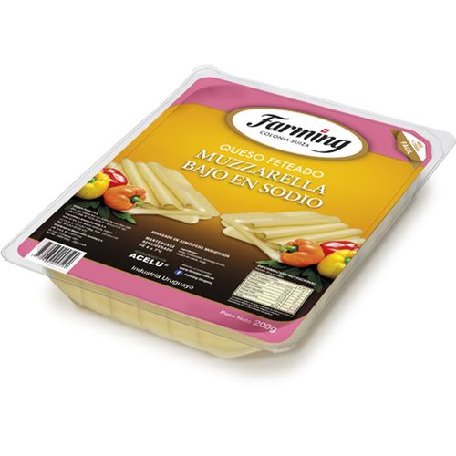 Queso muzzarella FARMING bajo en sodio fetas 200 g