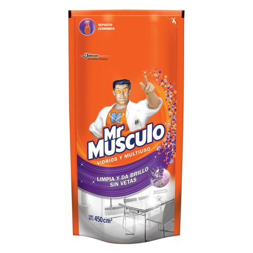 Limpiador MR. MUSCULO Vidrios Multiuso Lavanda doy pack 450 ml