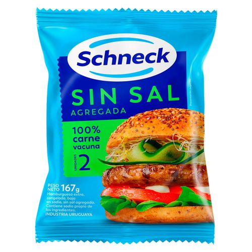 Hamburguesas SCHNECK sin sal 2 un. 167 g