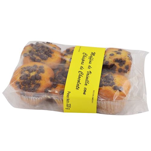 Muffins de vainilla con chispas 6 un.