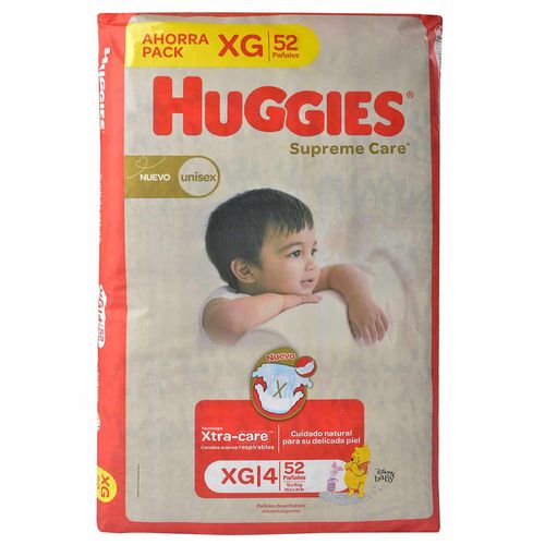 Pañal HUGGIES supreme ahorro XG unisex 52 un.