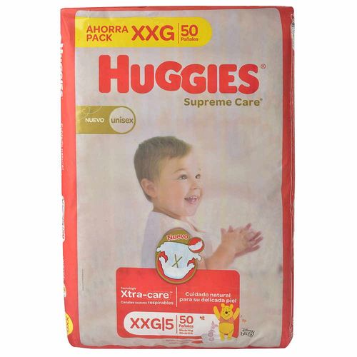 Pañal HUGGIES supreme ahorro XXG unisex 50 un.