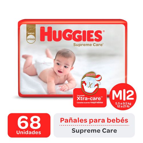 Pañal HUGGIES supreme ahorro M unisex 68 un.