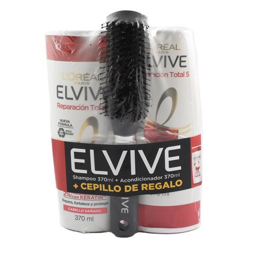 Pack ELVIVE Rt5 shampoo 370 ml + acondicionador 370 ml + cepillo