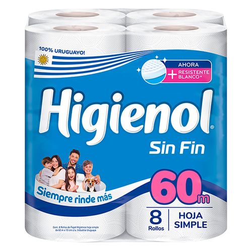 Papel higiénico HIGIENOL Sin Fin 60 m x 8