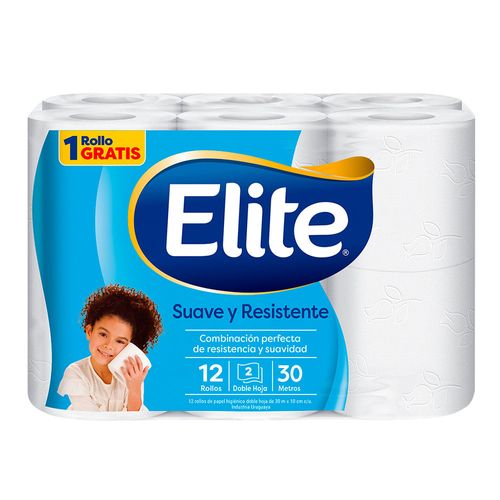 Papel higiénico ELITE suave y resistente 12 un.