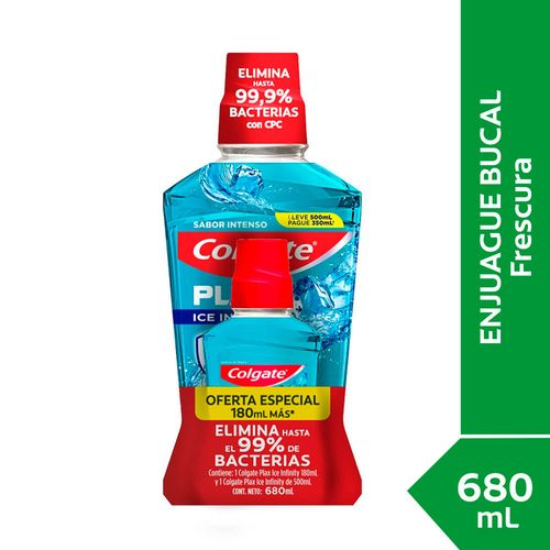 Enjuague bucal COLGATE ice infinity 500 ml + 180 ml