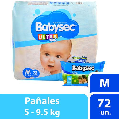 Pañal Babysec ultra jumbo pack M 72 un.