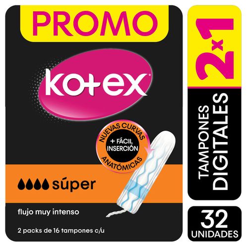 Pack 2x1 tampones KOTEX súper 16 un.