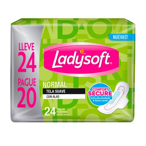 Toalla Femenina LADYSOFT Normal Alas 24 un.