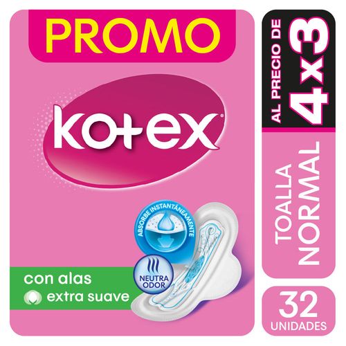 Toalla Femenina KOTEX Normal con Alas 32 un.