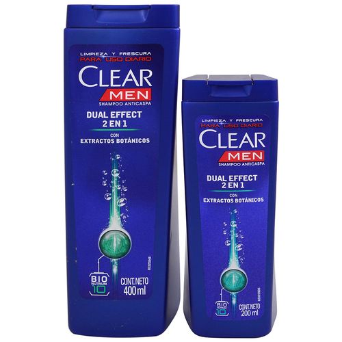 Shampoo Clear 2 en 1 400 ml + shampoo 200 ml