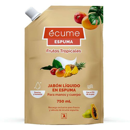 Jabón líquido en espuma ECUME frutos tropicales 750ml repuesto