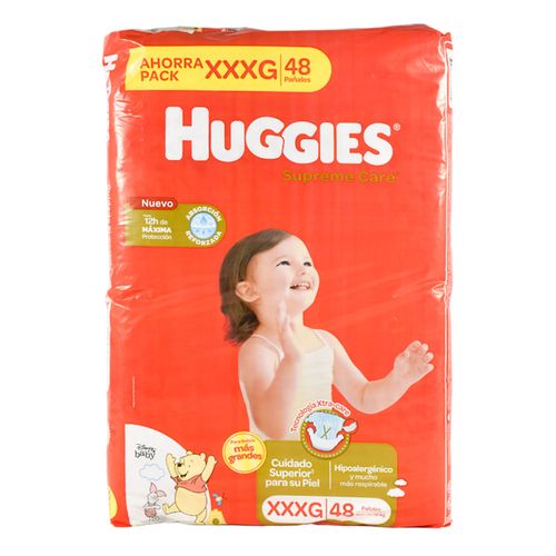 Pañales HUGGIES Supreme ahorro XXXG unisex 48 un.