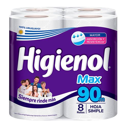 Papel higiénico HIGIENOL Max 90 m x 8 un.