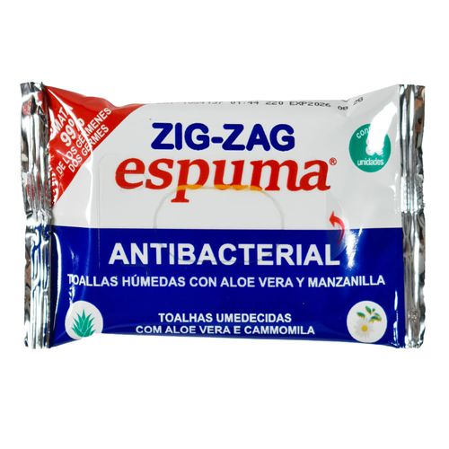 Toallas húmedas antibacteriales ZIG ZAG 8 un.