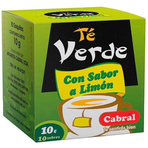 Té verde CABRAL con limón 10 un.