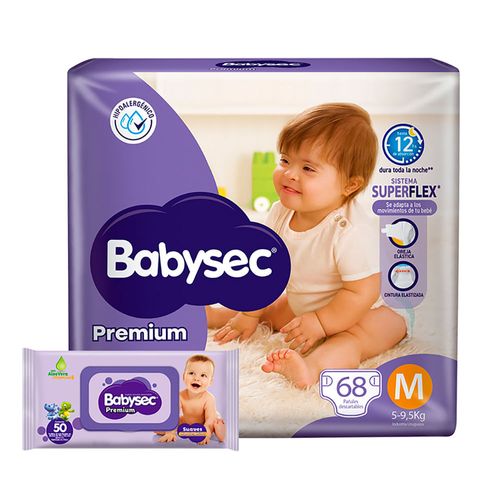 Pañal BABYSEC premium M 68 un.