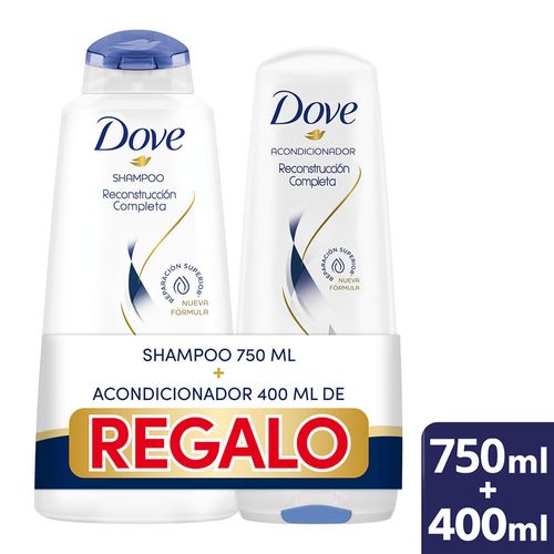 Pack Dove Shampoo reconstrucción completa 750 ml + Acondicionador 400 ml.