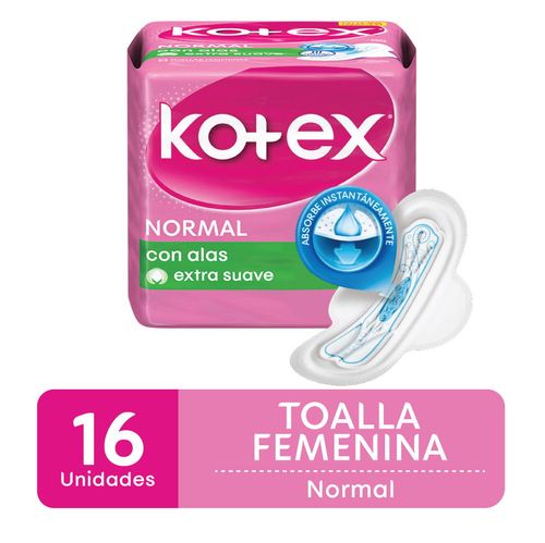 Toalla Femenina KOTEX Normal Alas 16 un.