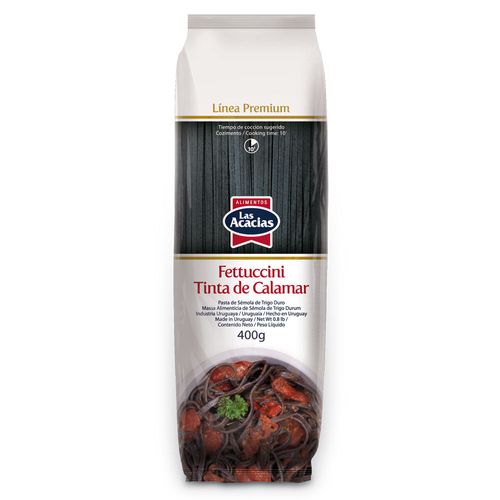 Fideos fettuccini LAS ACACIAS tinta de calamar 400 g