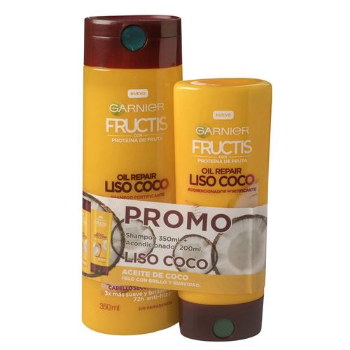 Shampoo FRUCTIS Liso 350 ml + acondicionador 200 ml