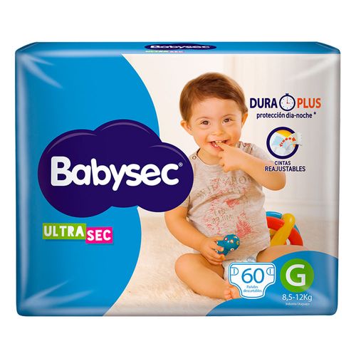 Pañal BABYSEC ultra sec pack G 60 un.