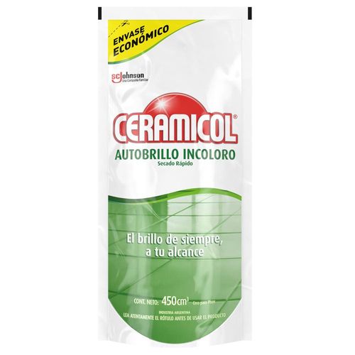 Cera autobrillo CERAMICOL incoloro doy pack 450 ml