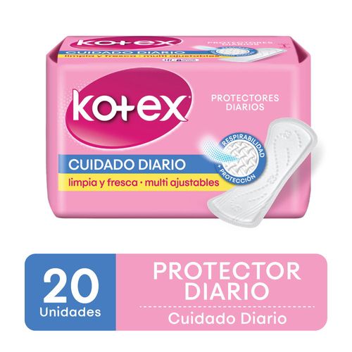 Protector diario KOTEX multiforma sin perfume 20 un.