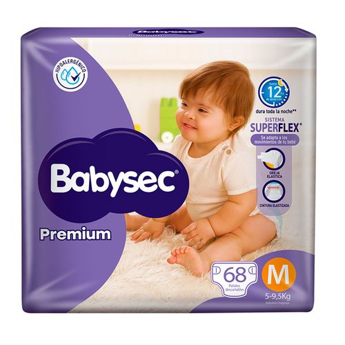 Pañal BABYSEC premium M 68 un.