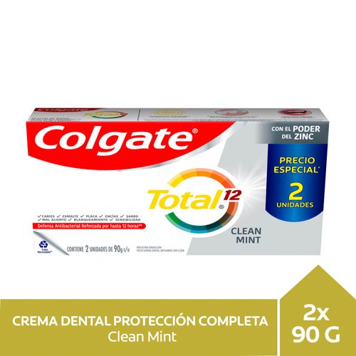 Pack x 2 Crema dental COLGATE Total 12 White 90 g