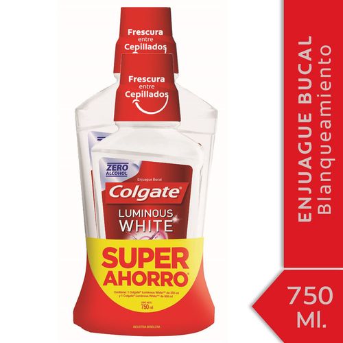 Enjuage bucal COLGATE Luminous White 500ml + 250 ml