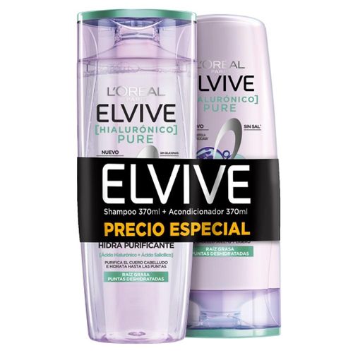 Pack ELVIVE Hialuronico pure shampoo 370 ml + acondicionador 200 ml