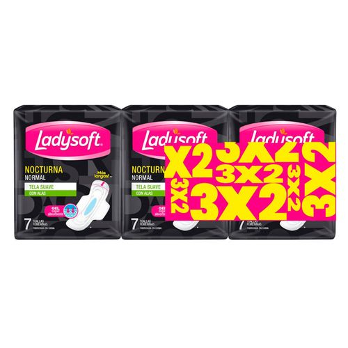 Pack 3x2 toalla femenina LADYSOFT nocturna 7 un.