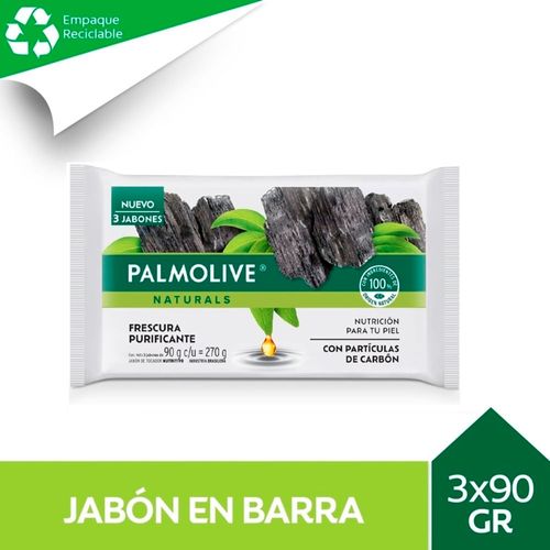 Pack x3 jabón de tocador PALMOLIVE natural carbón  90 g