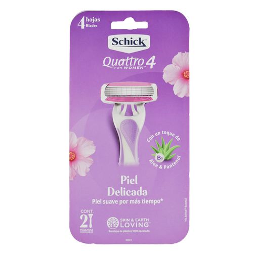 Maquina afeitar SCHICK Quattro women piel delicada x2 unidades