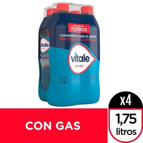 Pack agua VITALE con gas 1.75 L 4 un.