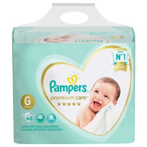 Pañal PAMPERS premium care G 68 un.